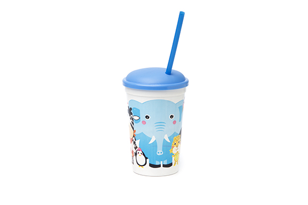 Vaso infantil con tapa y sorbete